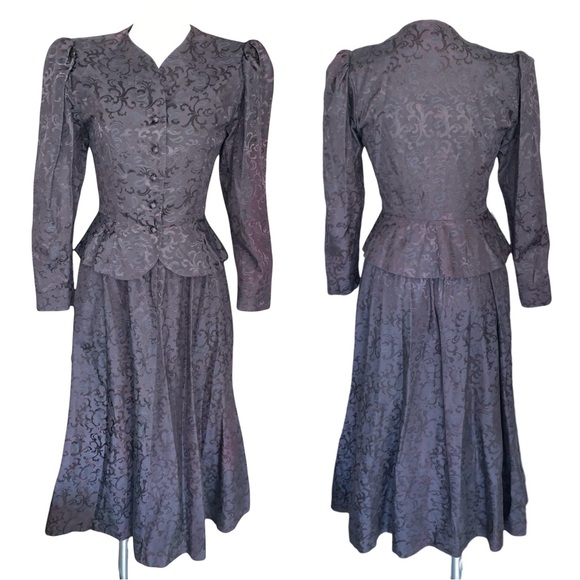 v i n t a g e :: Floral Damask Edwardian Dress Bolero Peplum Jacket Set - Picture 2 of 16